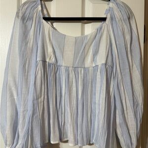 Striped Blue and White Women's Top